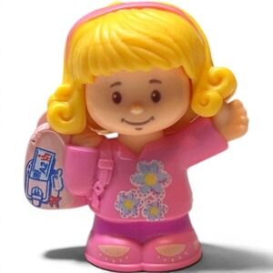 Fisher-Price Little People Emma Figure Pink Backpack Blonde Hair 2016 Mattel